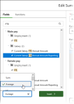 Screenshot showing formula field selection in the edit summary level formula column dialog